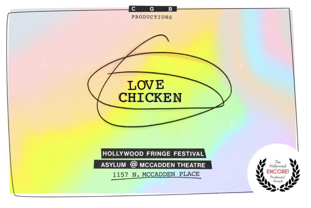 Promotional poster for Love Chicken by Maddox K. Pennington