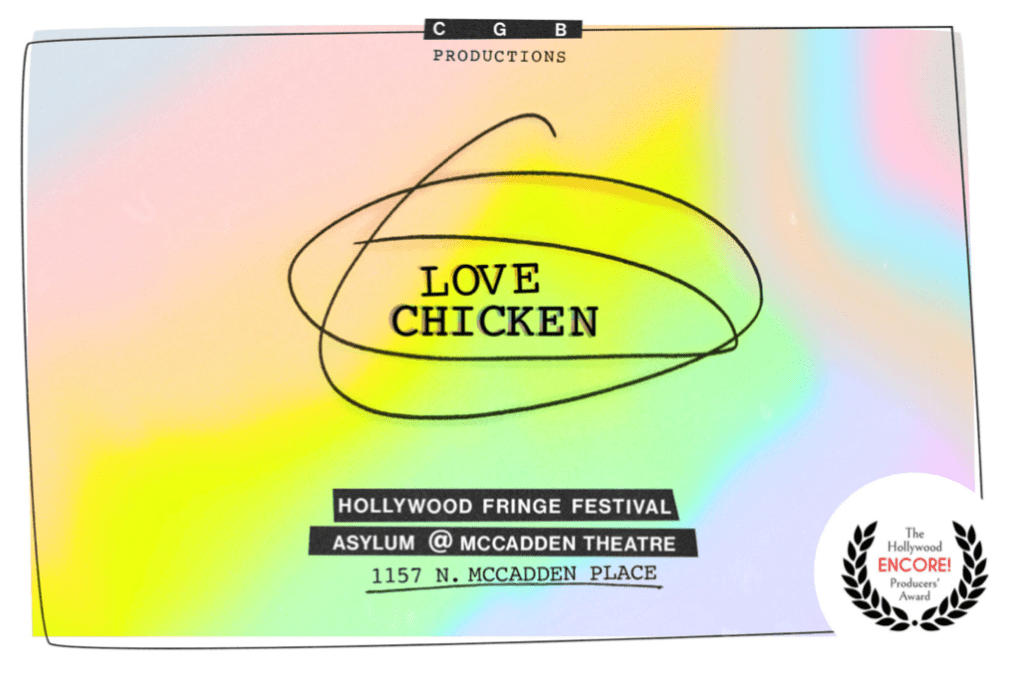 Promotional poster for Love Chicken by Maddox K. Pennington